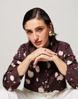 Melody Co-ord Set - Deep Mocha Panelled Shirt and Flared Pants