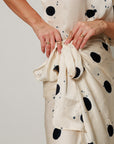 Audrey Co-ord Set - Cream and Black Drape Polka Dot Midi Co-ord Set