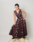 Bernia Dress - Deep Mocha Panelled Fit and Flare Dress
