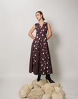 Bernia Dress - Deep Mocha Panelled Fit and Flare Dress