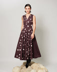 Bernia Dress - Deep Mocha Panelled Fit and Flare Dress