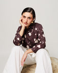 Melody Co-ord Set - Deep Mocha Panelled Shirt and Flared Pants