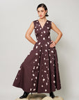 Bernia Dress - Deep Mocha Panelled Fit and Flare Dress