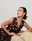 Bernia Dress - Deep Mocha Panelled Fit and Flare Dress