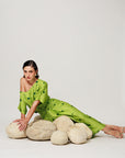 Senna Co-ord Set - Botanical Lime Drape Summer Co-ord Set