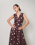 Bernia Dress - Deep Mocha Panelled Fit and Flare Dress