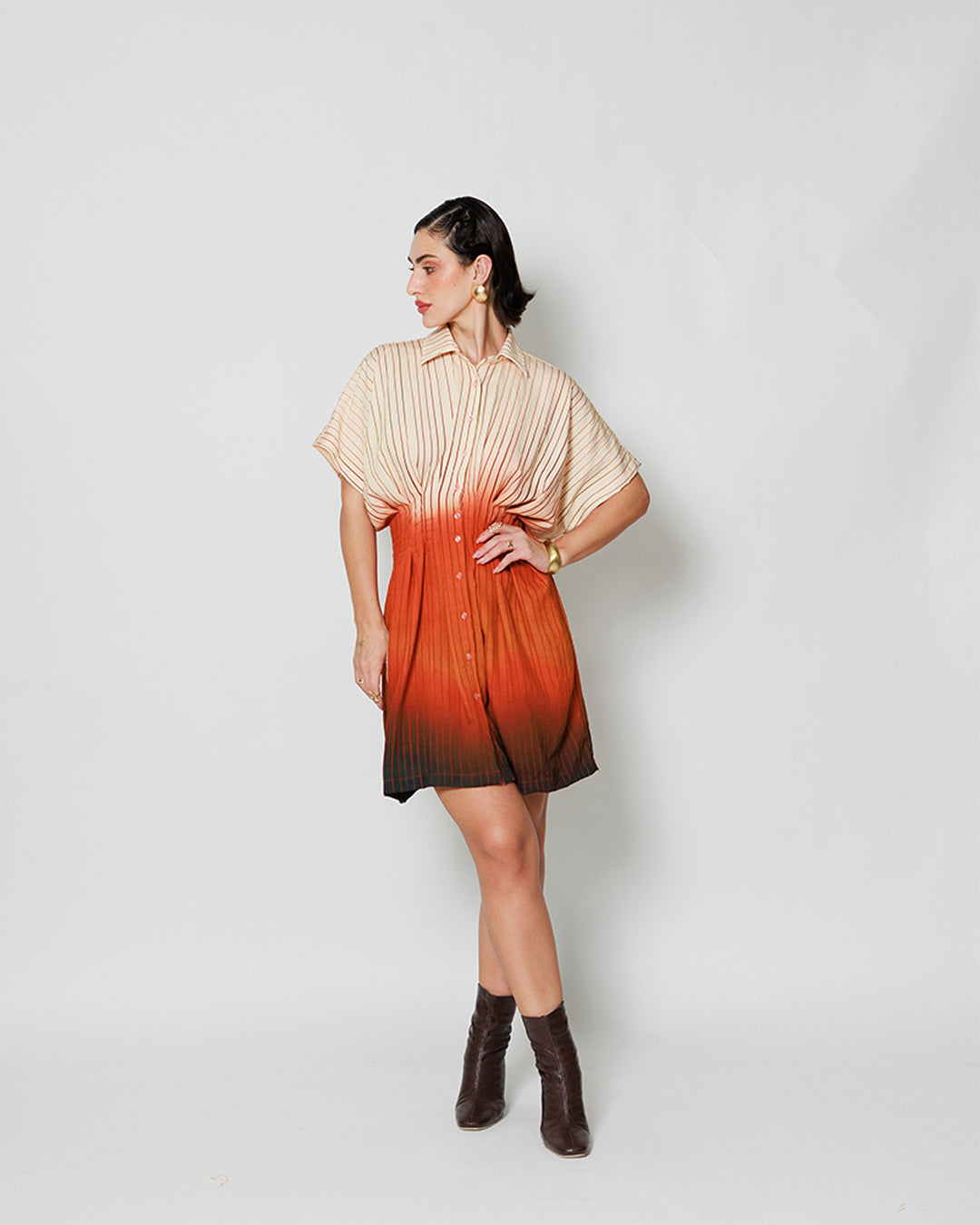 Sia Pleated Shirt Dress – Ombré Viscose | Dorabi US