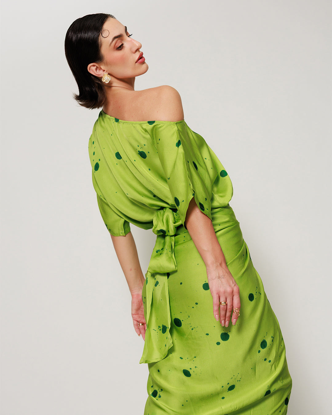 Senna Co-ord Set - Botanical Lime Drape Summer Co-ord Set