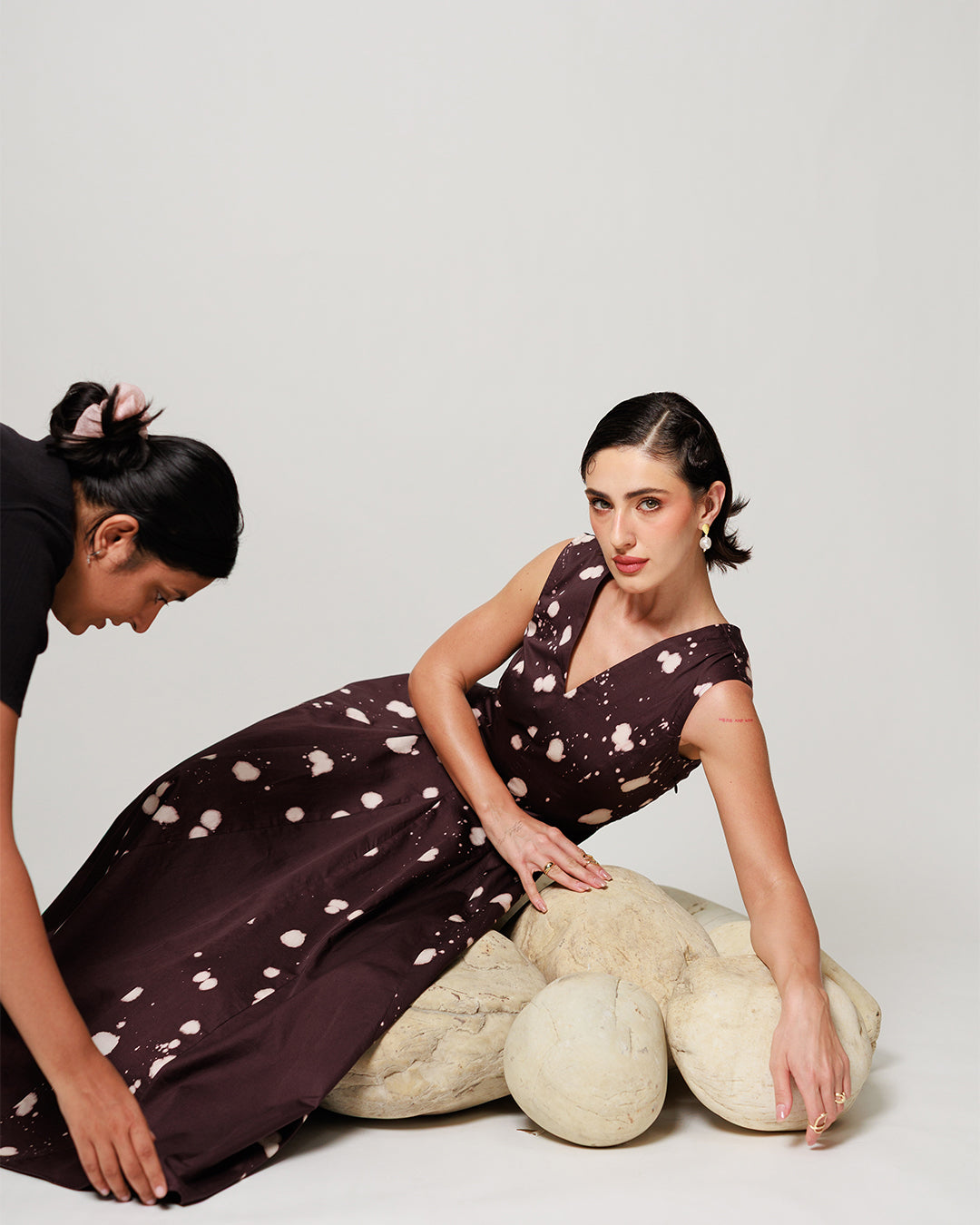 Bernia Dress - Deep Mocha Panelled Fit and Flare Dress