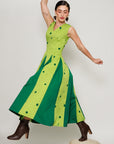 Pomelo Dress - Botanical Lime Panelled Fit and Flare Dress