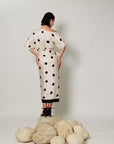 Audrey Co-ord Set - Cream and Black Drape Polka Dot Midi Co-ord Set