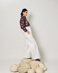 Melody Co-ord Set - Deep Mocha Panelled Shirt and Flared Pants