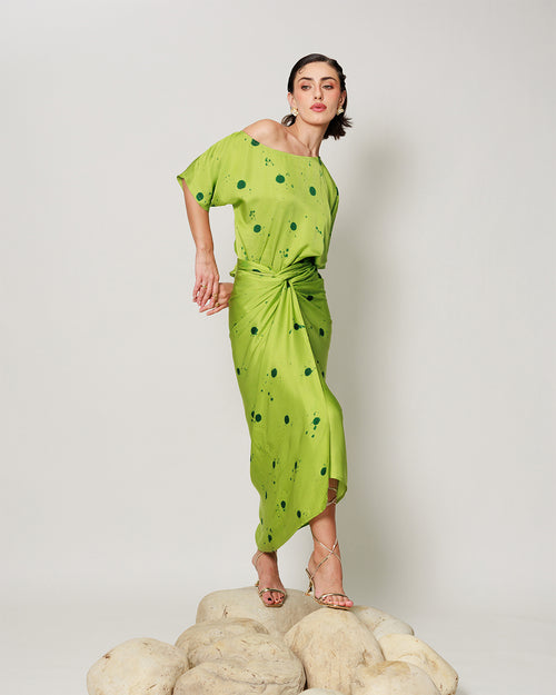 Senna Co-ord Set - Botanical Lime Drape Summer Co-ord Set