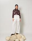 Melody Co-ord Set - Deep Mocha Panelled Shirt and Flared Pants