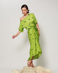 Senna Co-ord Set - Botanical Lime Drape Summer Co-ord Set