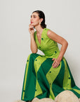 Pomelo Dress - Botanical Lime Panelled Fit and Flare Dress
