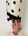 Audrey Co-ord Set - Cream and Black Drape Polka Dot Midi Co-ord Set