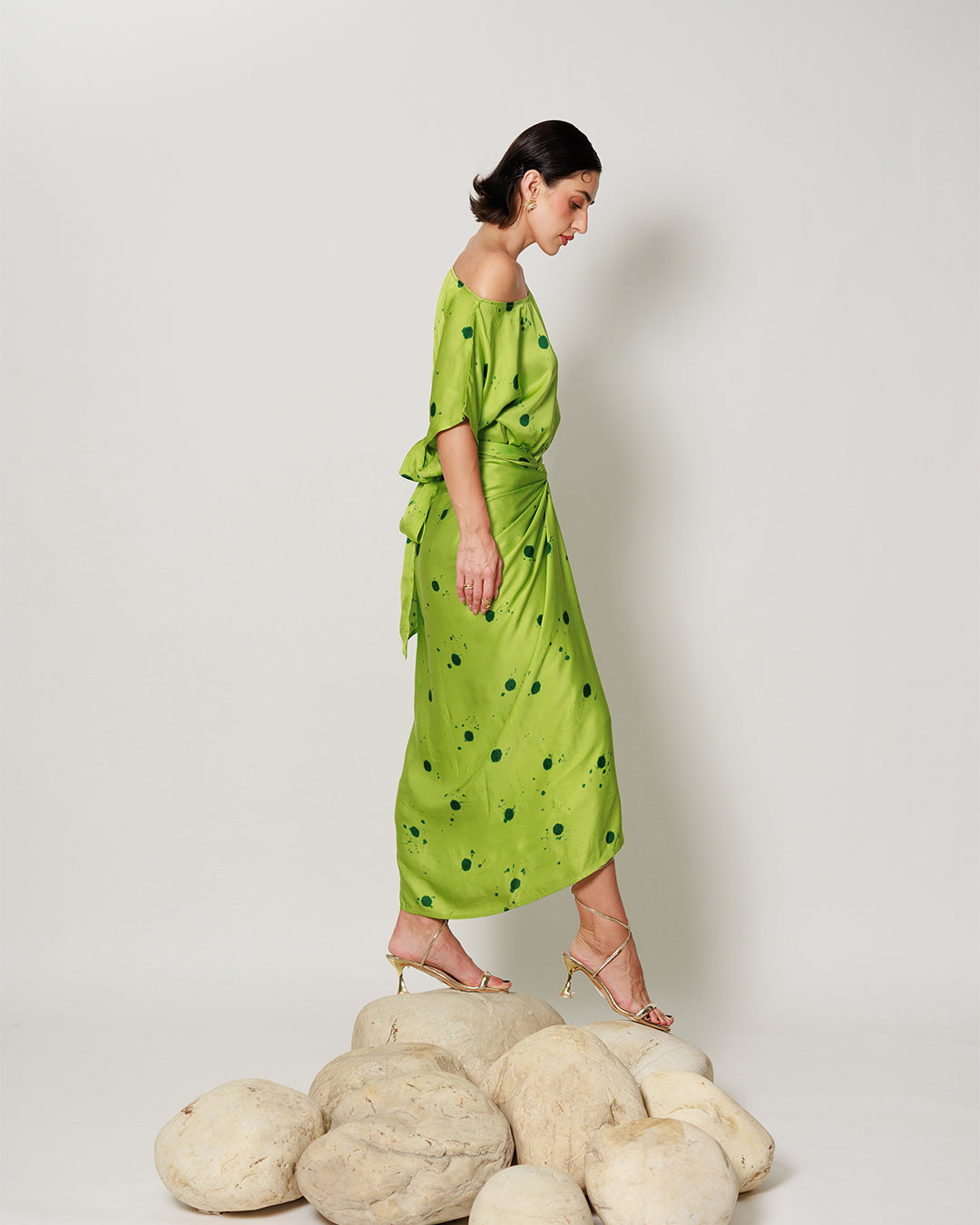 Senna Co-ord Set - Botanical Lime Drape Summer Co-ord Set