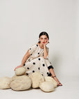 Audrey Co-ord Set - Cream and Black Drape Polka Dot Midi Co-ord Set