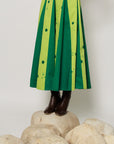 Pomelo Dress - Botanical Lime Panelled Fit and Flare Dress