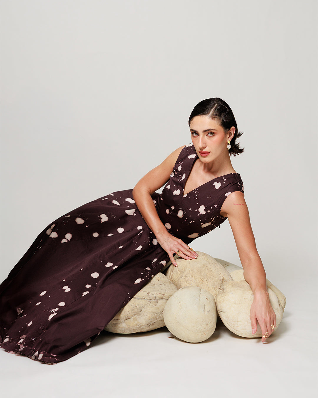 Bernia Dress - Deep Mocha Panelled Fit and Flare Dress