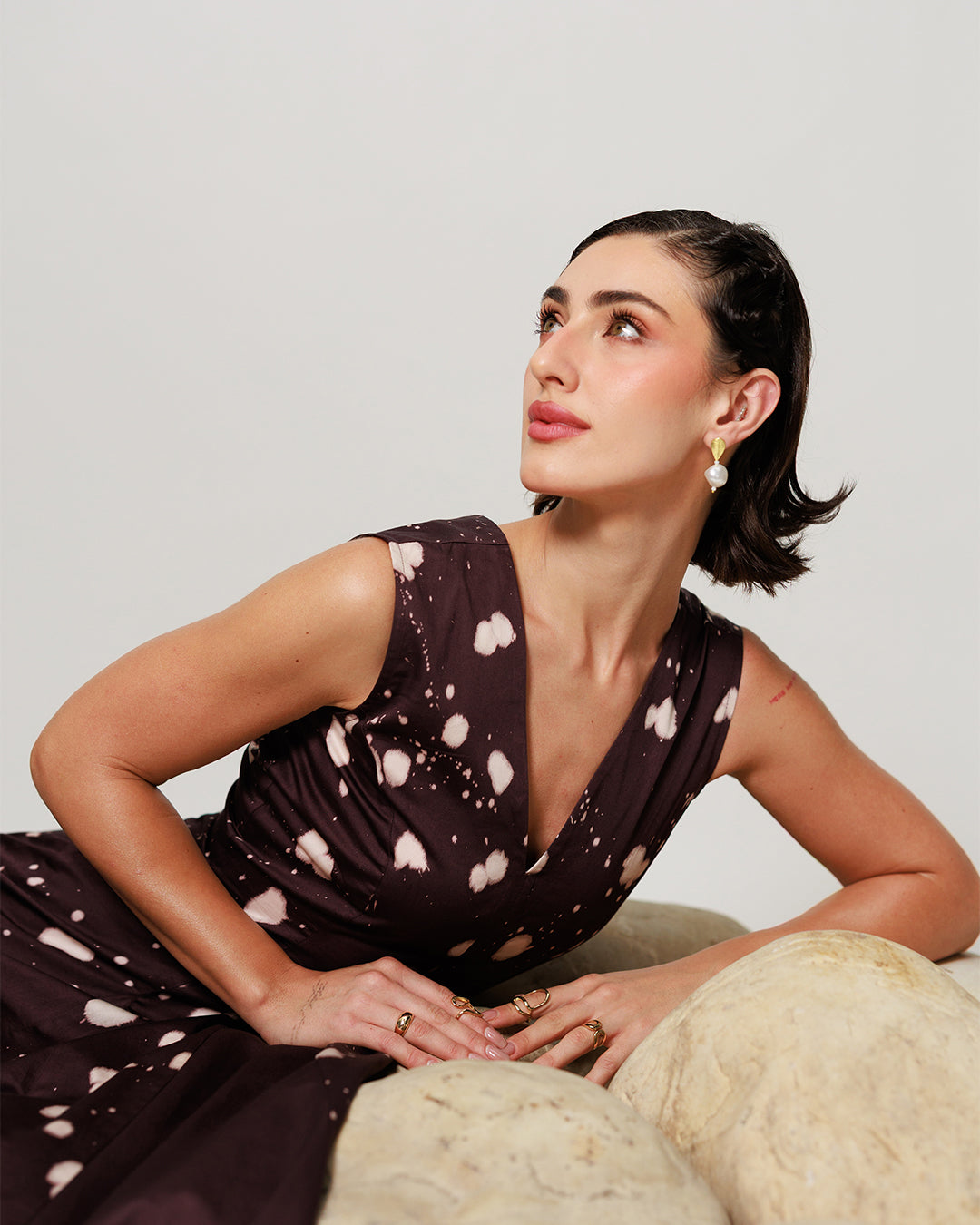 Bernia Dress - Deep Mocha Panelled Fit and Flare Dress