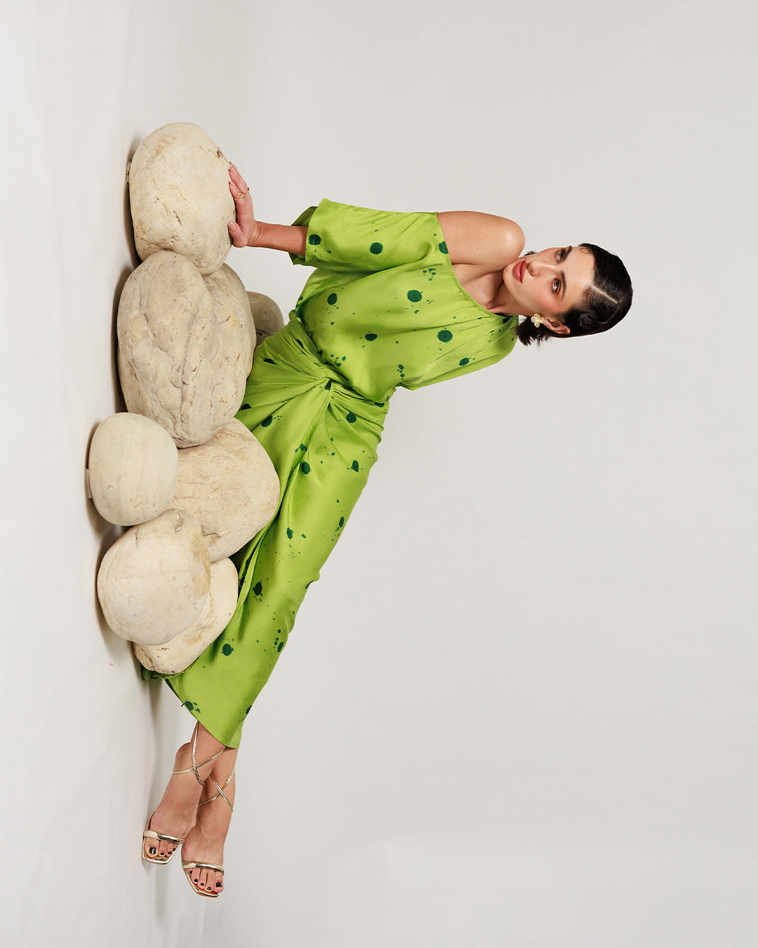 Senna Co-ord Set - Botanical Lime Drape Summer Co-ord Set