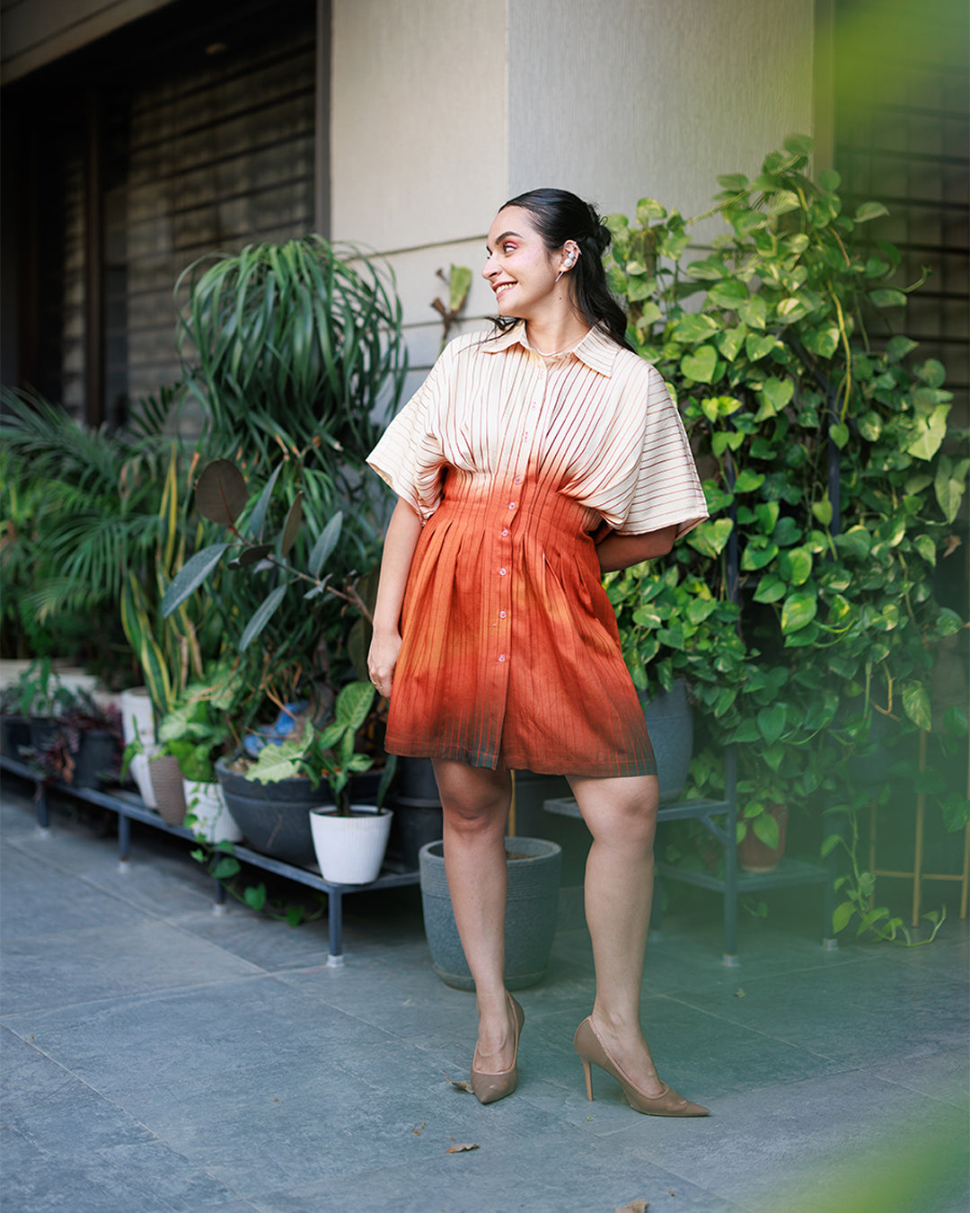 Sia Pleated Shirt Dress – Ombré Viscose | Dorabi US
